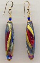 Periwinkle Blue, Rubino, Oro, Long Oval Earrings